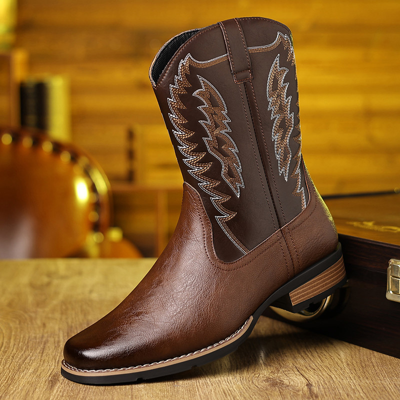 Embroidery Yes - Men Embroidery Stitching Outdoor Retro Mid-calf