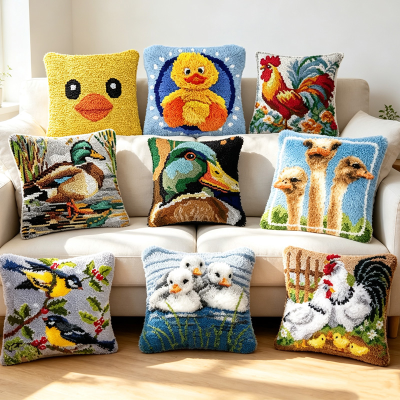 Printed Embroidery Kit - Cartoon Cute Bird Duck Latch Hook