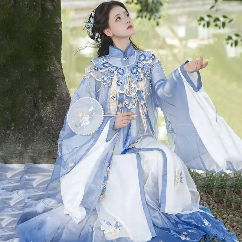 Embroidery Shirt - Bimonthly[Lan Jin Luo]New Hanfu Women's Ming
