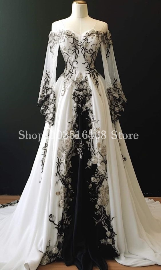 Embroidery Flower Pattern - Fantasy Flower Embroidery Wedding Dress One