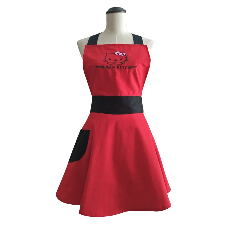 Embroidery Apron - Cute Embroidery Hello Kitty Dress Apron