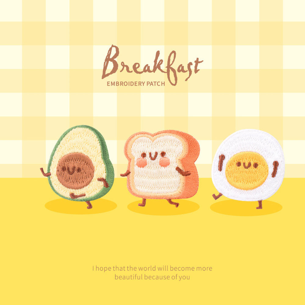 Embroidery Egg - 1 Piece Cute Breakfast Patch, Embroidery