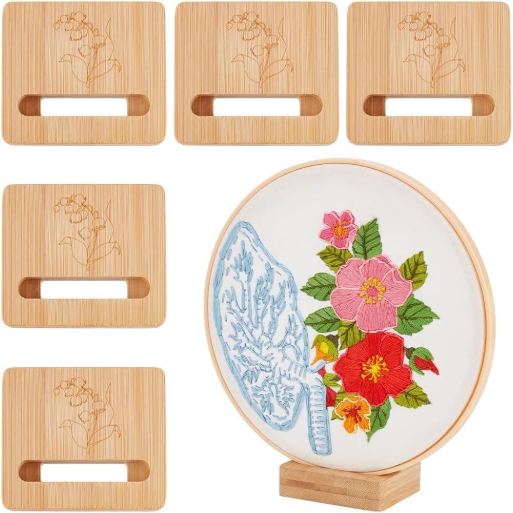 Embroidery Flower Pattern - 6Pcs Embroidery Hoop Rectangle Display Stand