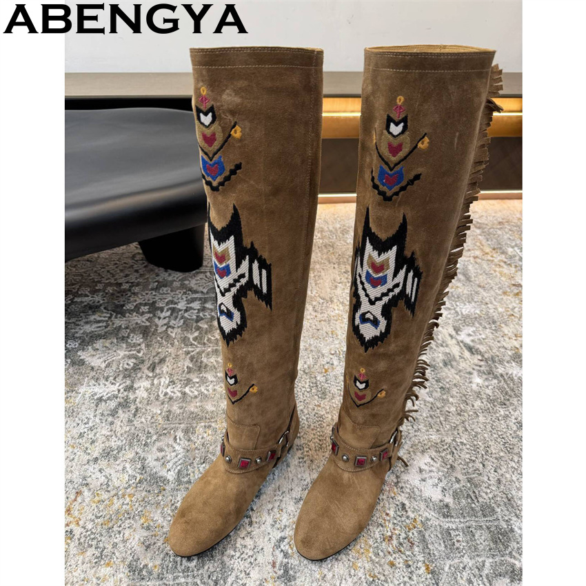 Embroidery Yes - ABENGYA 2026 Winter New Knee High