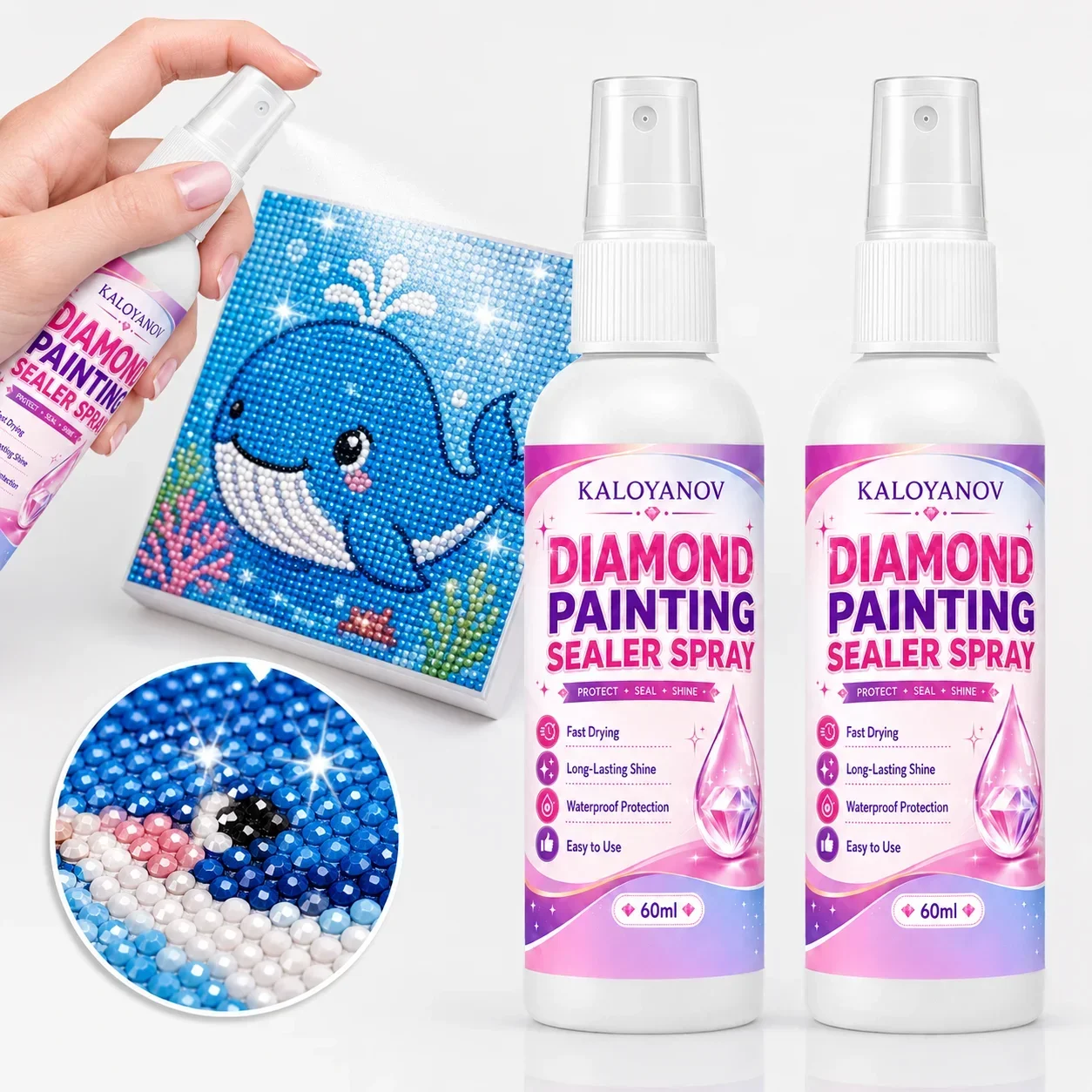 Embroidery Kit Starter - 5D Diamond Painting Sealer Spray 60ML,