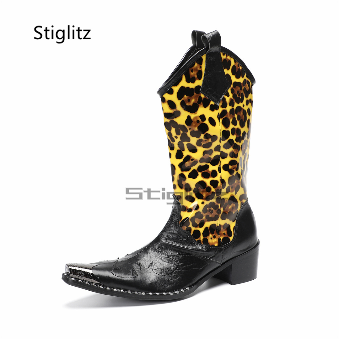Embroidery Yes - Men's Leopard Print Riding Boots Embroidery