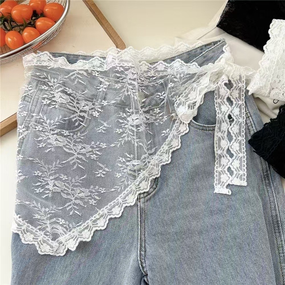 Embroidery Apron - Harajuku Y2K Triangle Apron Embroidery Flower
