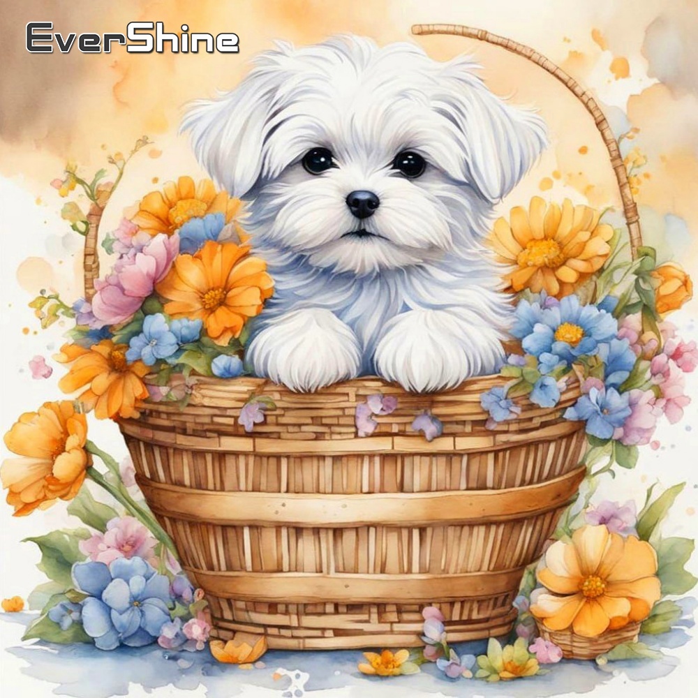 Embroidery Flower Pattern - Evershine Diamond Mosaic Dog Animal Cross