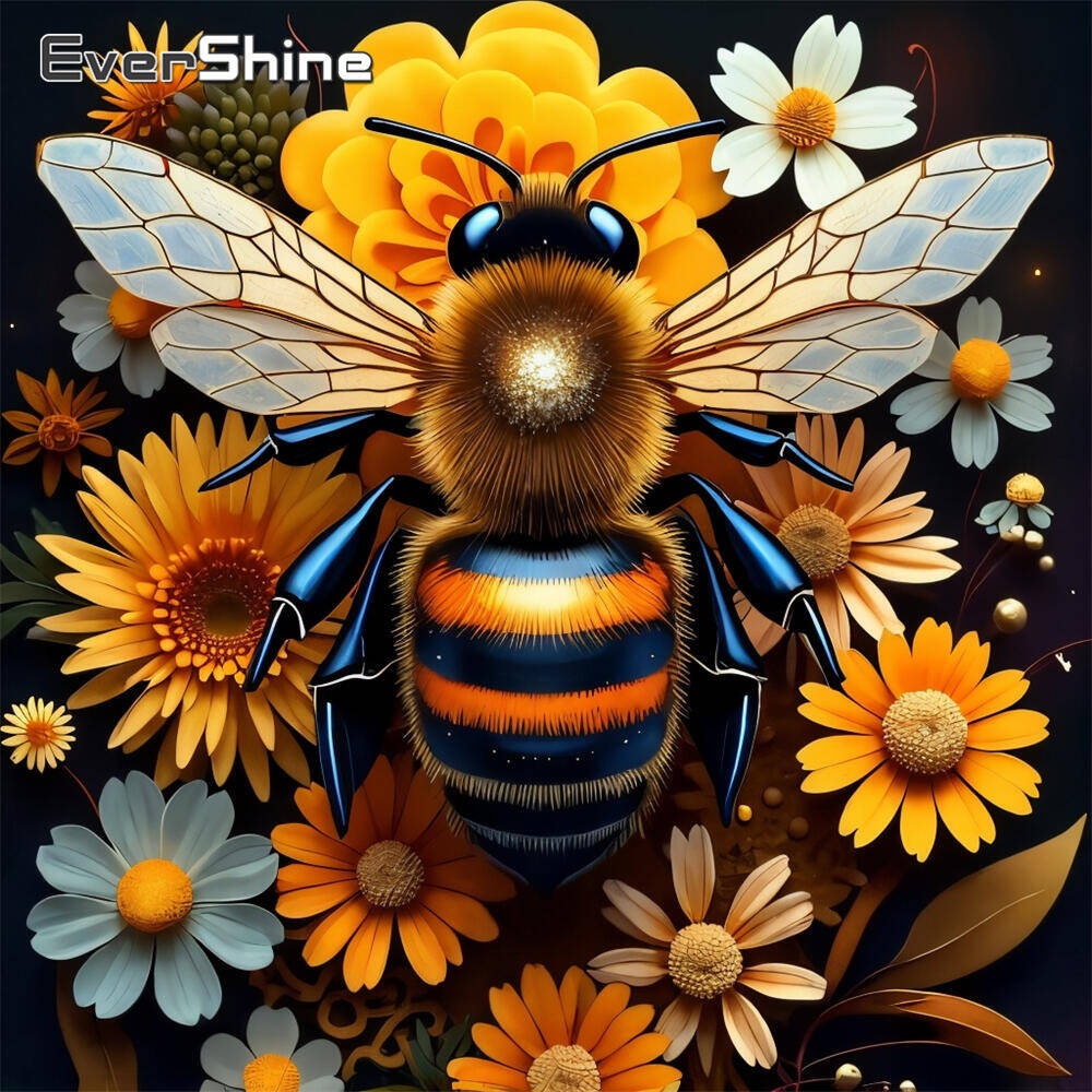 Embroidery Flower Pattern - Evershine 5D DIY Diamond Embroidery honeybee