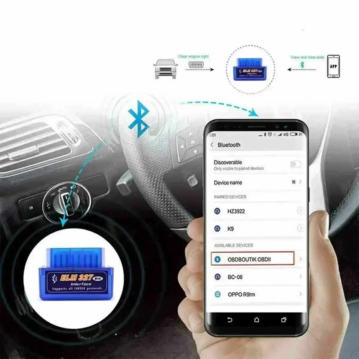 OBD 2 ELM327 Car Detector Blue - Embroidery I2 评论和价格