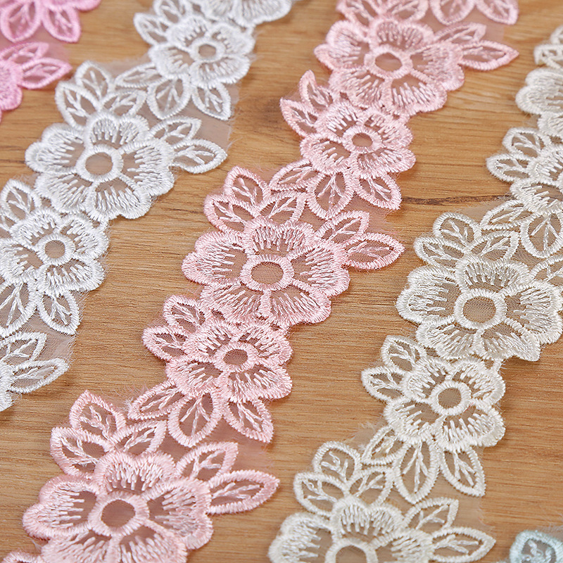 5CM Width Embroidered Organza  - Embroidery Flower Pattern 评论和价格