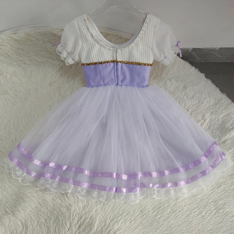 Kids purple and white lace-up  - Embroidery Apron 评论和价格