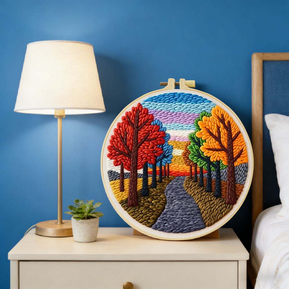 20X20CM/7.87inch Scenery Punch - Printed Embroidery Kit 评论和价格