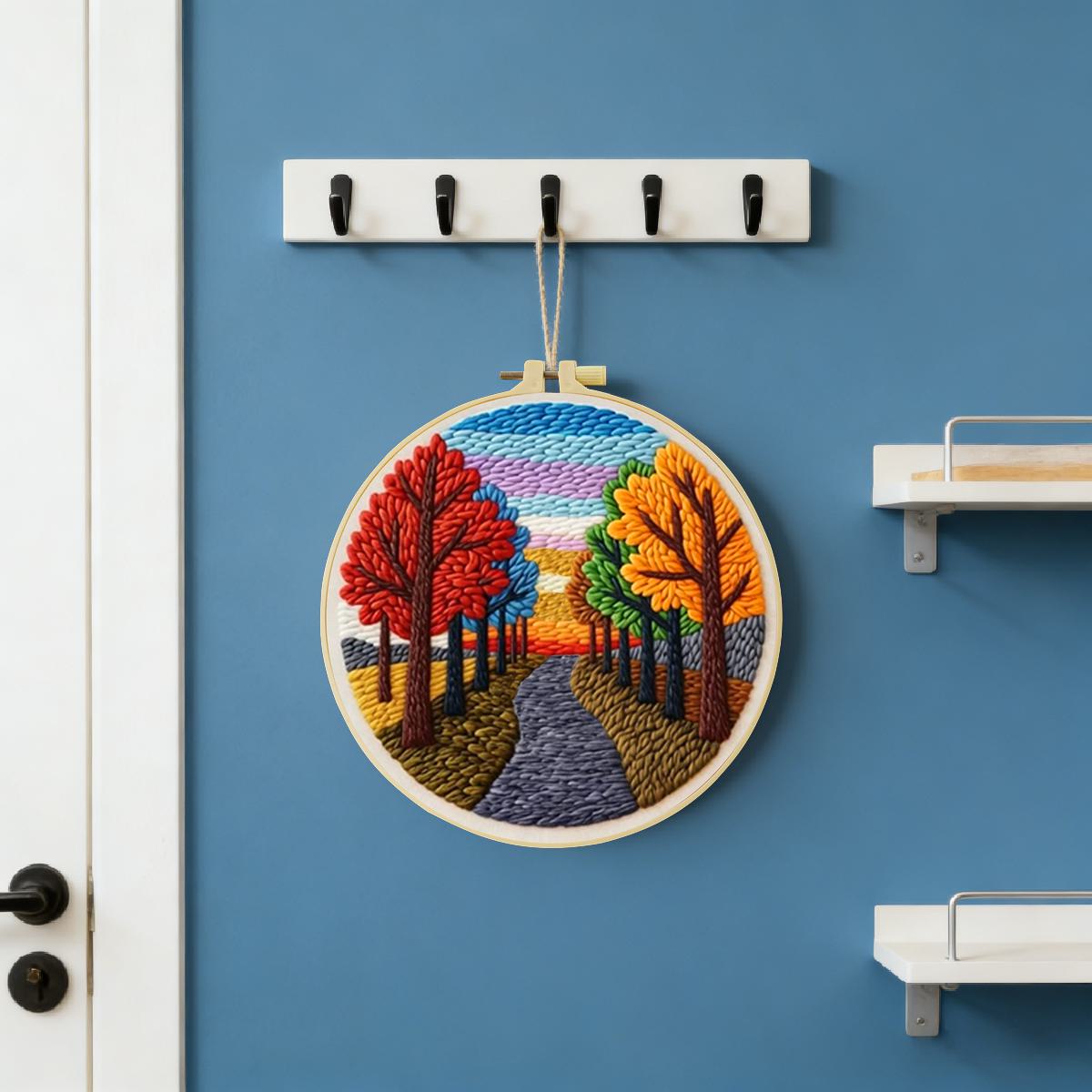 20X20CM/7.87inch Scenery Punch - Printed Embroidery Kit 评论和价格