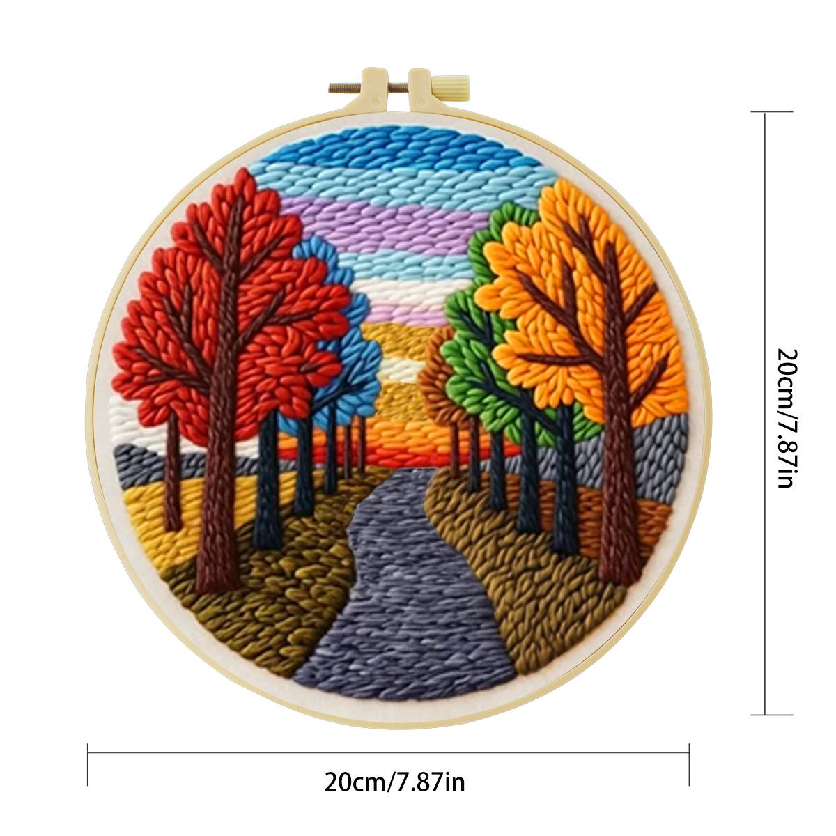 20X20CM/7.87inch Scenery Punch - Printed Embroidery Kit 评论和价格