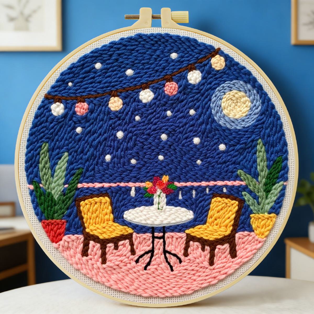 20X20CM/7.87inch Table Punch N - Printed Embroidery Kit 评论和价格
