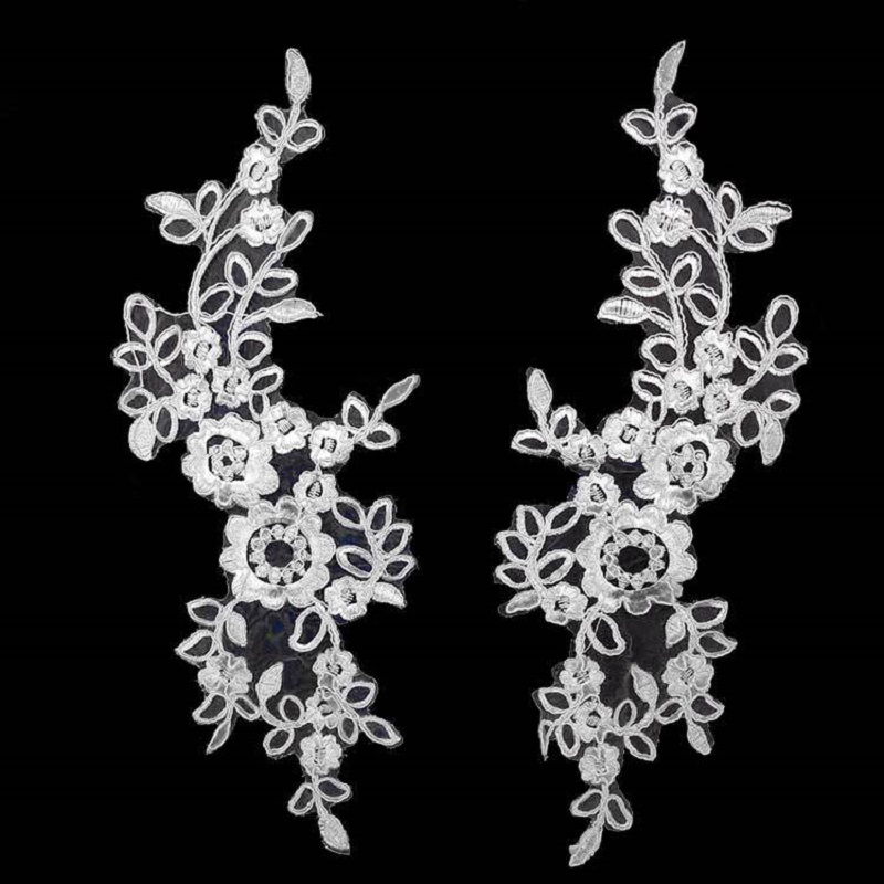 1 Pair Embroidery on the flowe - Embroidery Flower Pattern 评论和价格