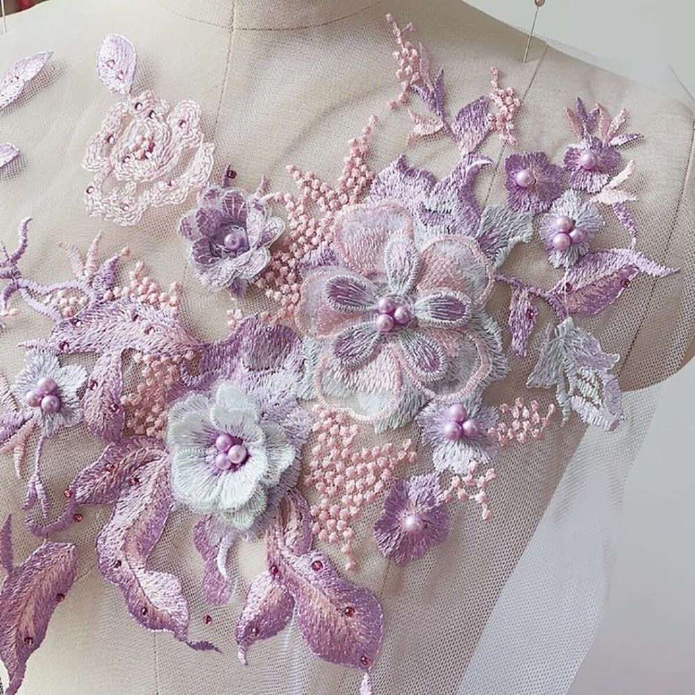 3D Flowers Beaded Lace Fabrics - Embroidery Flower Pattern 评论和价格
