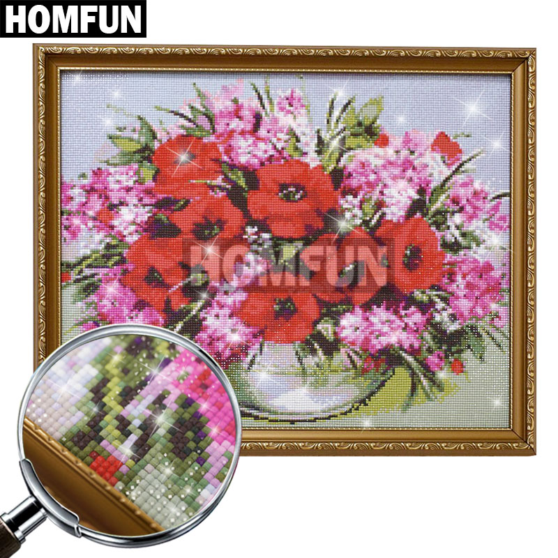 HOMFUN Full Diamond Embroidery - Embroidery Flower Pattern 评论和价格