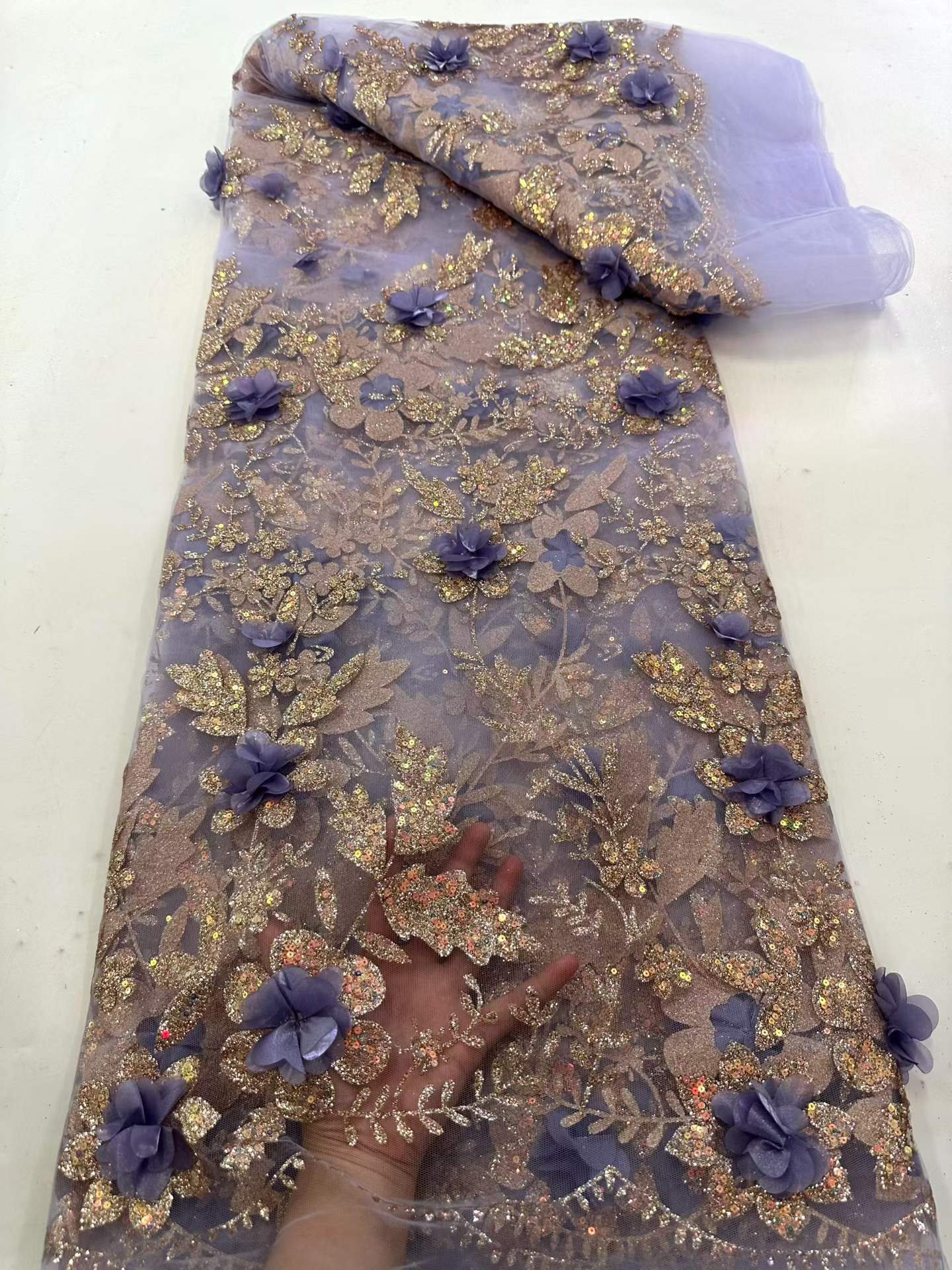 African Lace Fabric Embroidere - Embroidery Flower Pattern 评论和价格