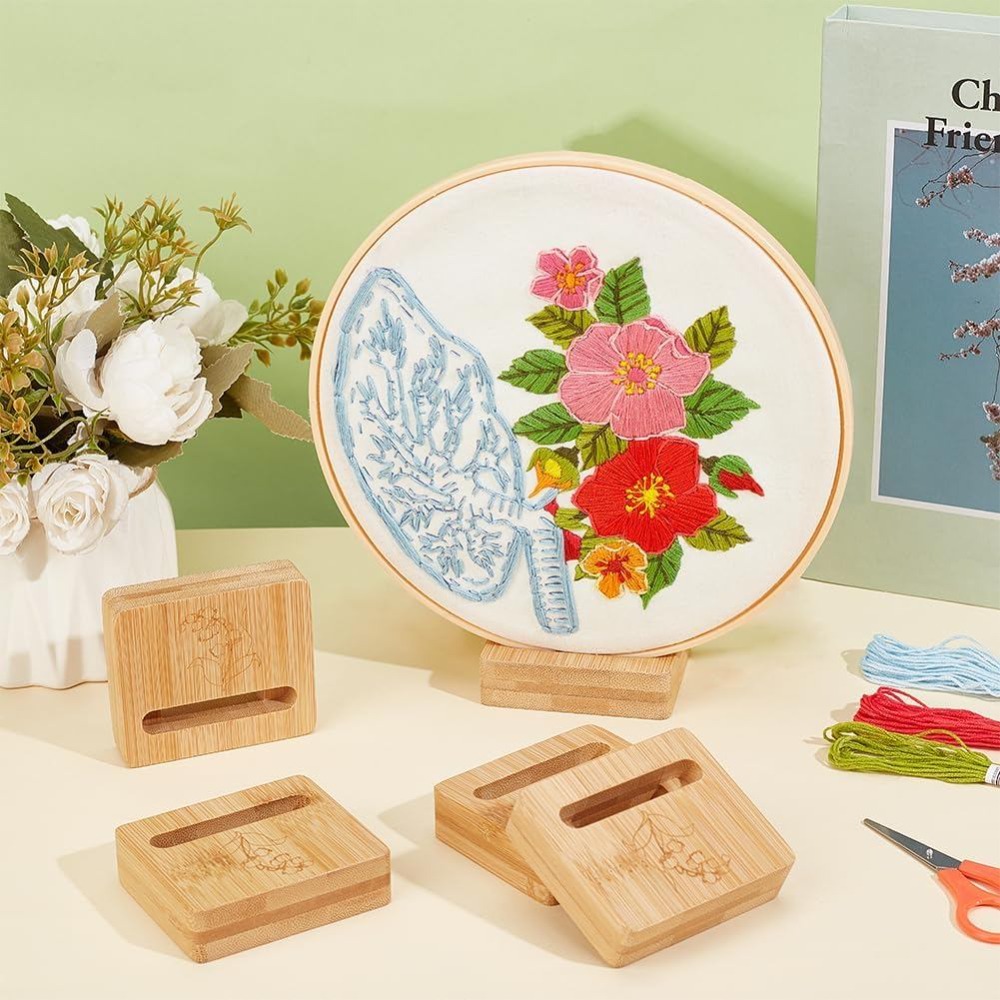 6Pcs Embroidery Hoop Rectangle - Embroidery Flower Pattern 评论和价格