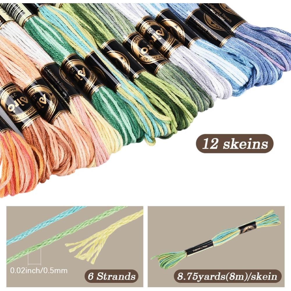 12 Skeins 105 Yards Cross Stit - Embroidery Computer 评论和价格
