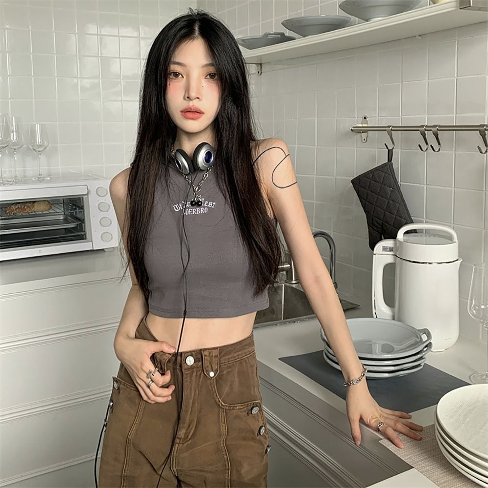 Simple Microelastic Sleeveless - Embroidery Letter M 评论和价格