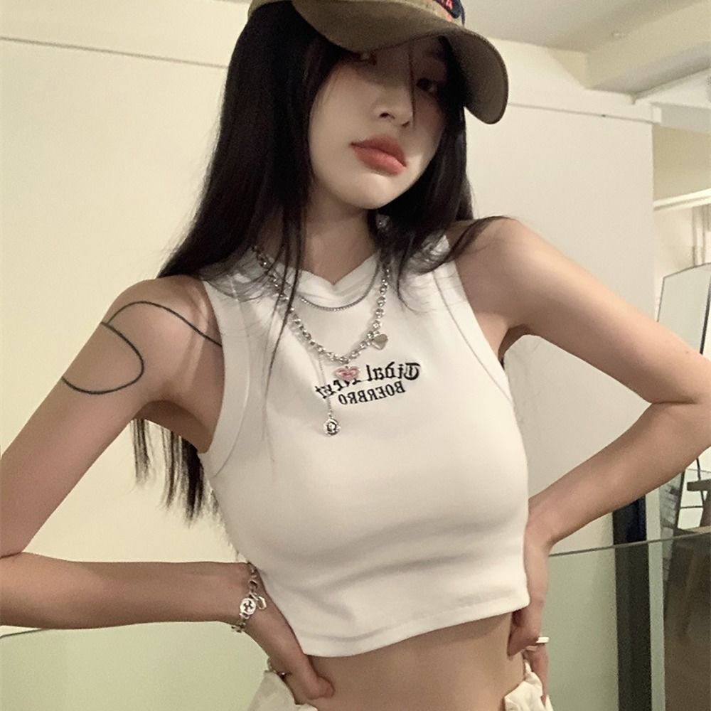 Simple Microelastic Sleeveless - Embroidery Letter M 评论和价格