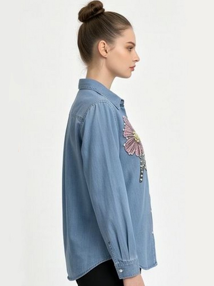 Women Denim Embroidery Blouses - Embroidery Shirt 评论和价格