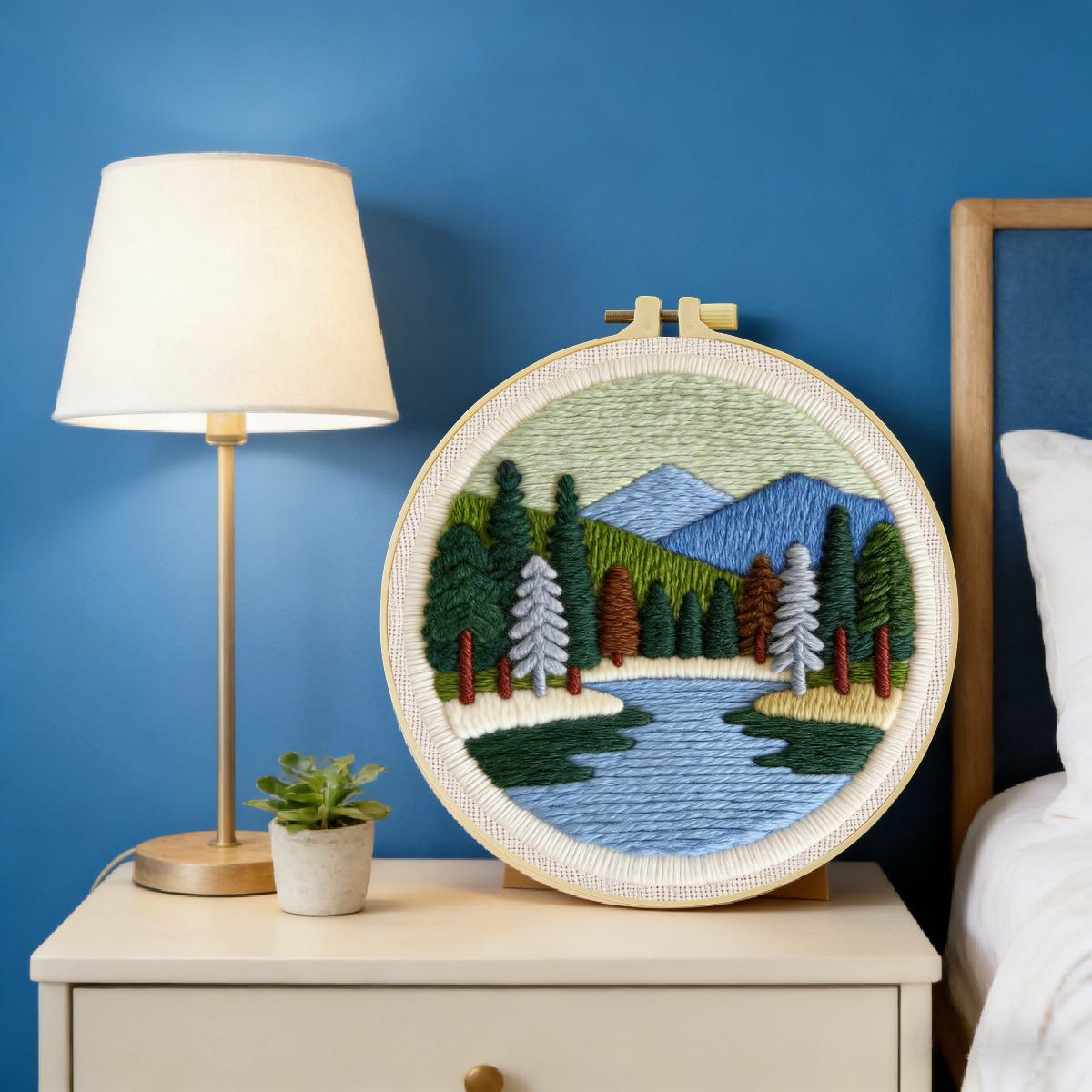 20X20CM/7.87inch Scenery Punch - Printed Embroidery Kit 评论和价格