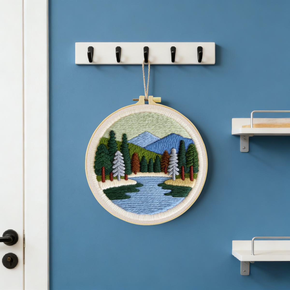 20X20CM/7.87inch Scenery Punch - Printed Embroidery Kit 评论和价格