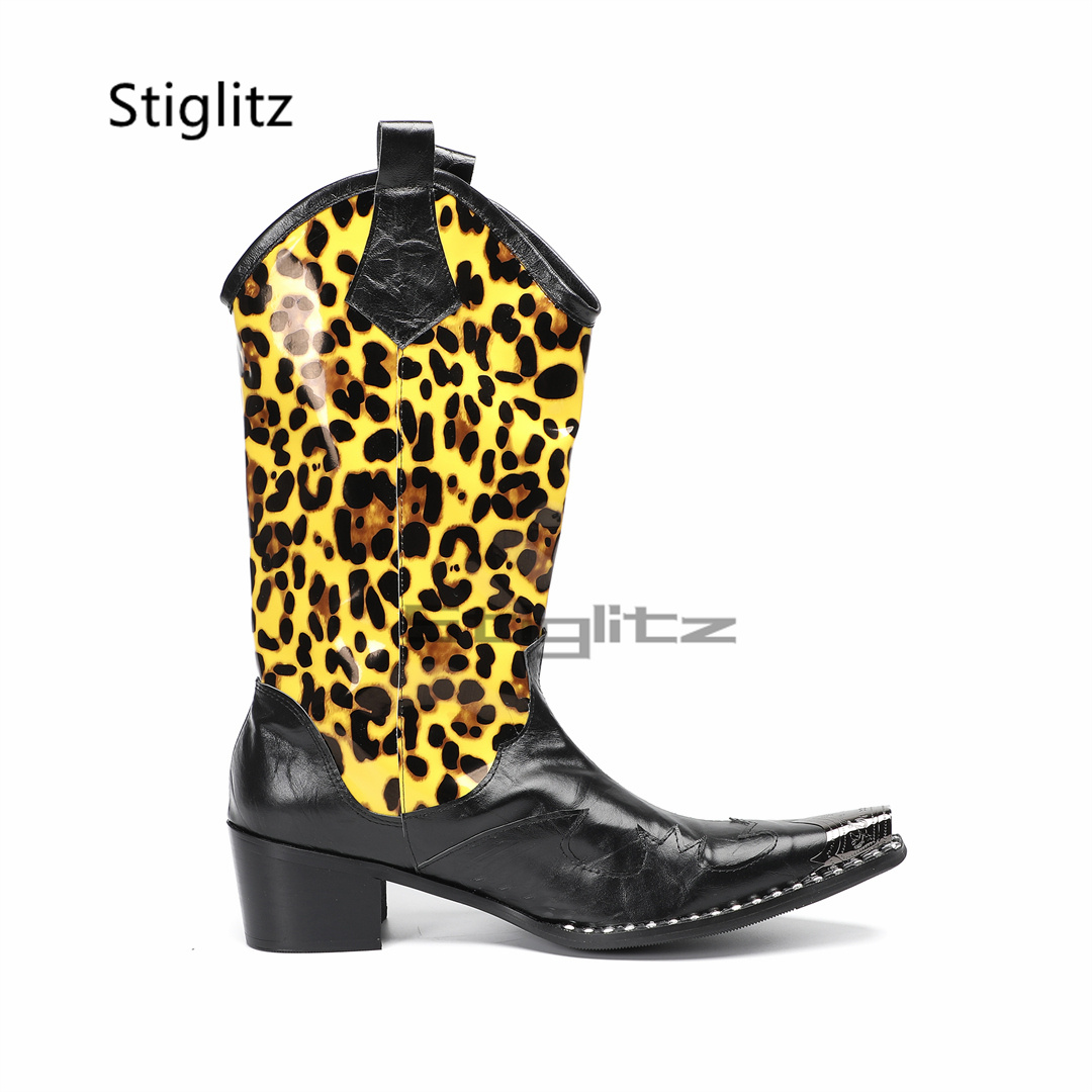 Men's Leopard Print Riding Boo - Embroidery Yes 评论和价格