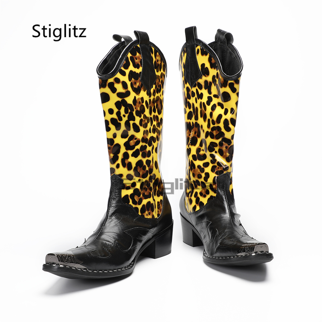 Men's Leopard Print Riding Boo - Embroidery Yes 评论和价格