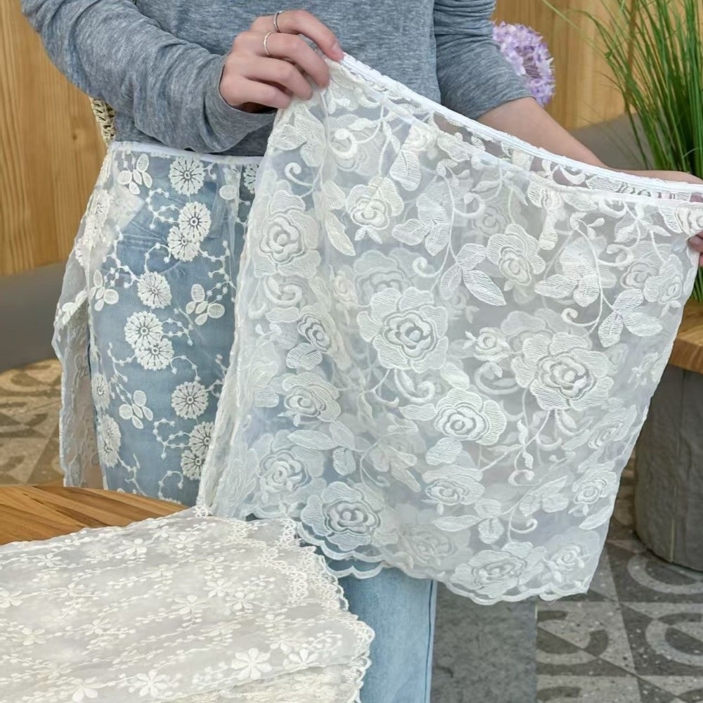 Jeans Decor Lace Fart Curtain  - Embroidery Apron 评论和价格