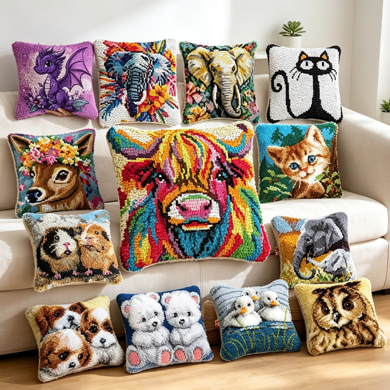 Dog Cat Dinosaur Cow Animal La - Printed Embroidery Kit 评论和价格