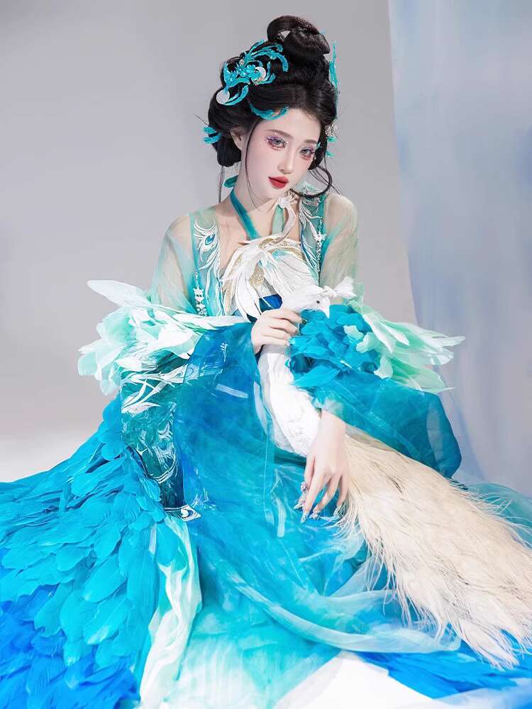 New Peacock Hanfu Womens fashi - Embroidery Shirt 评论和价格